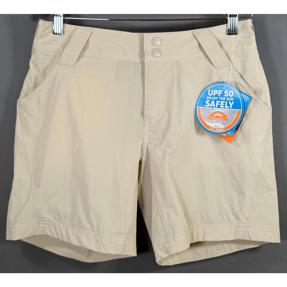 Columbia PFG Coral Point III Shorts Womens 6 Khaki 7" Omni Shade UPF 50 NWT